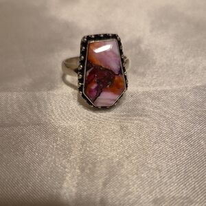 Sterling Silver Rose Dahlia Coffin Shape Ring